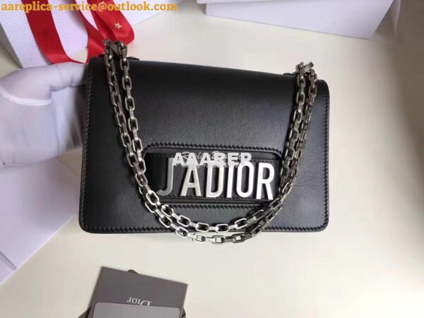 Replica Dior J'ADIOR Flap Bag With Silver Chain in Calfskin Black 4