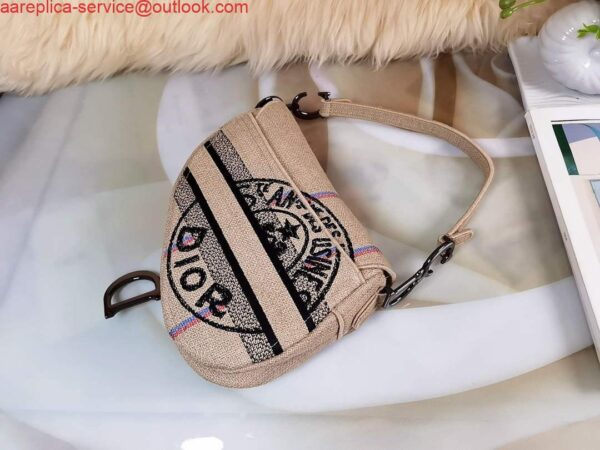 Replica Dior Saddle Bag Beige Jute Canvas Embroidered M0446 4