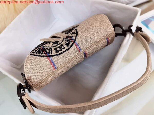 Replica Dior Saddle Bag Beige Jute Canvas Embroidered M0446 5