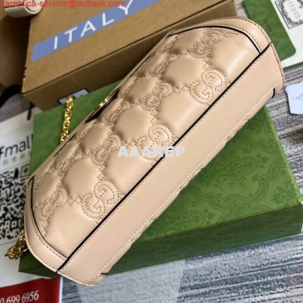 Replica Gucci 702200 GG matelassé leather shoulder bag Beige 6