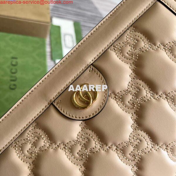 Replica Gucci 702200 GG matelassé leather shoulder bag Beige 7