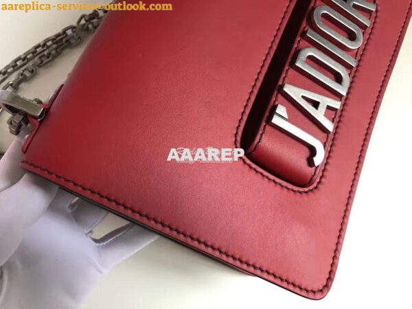 Replica Dior J'ADIOR Flap Bag With Silver Chain in Calfskin Red 5