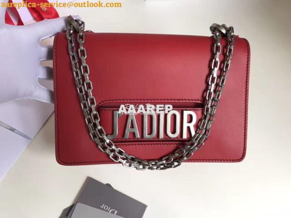 Replica Dior J'ADIOR Flap Bag With Silver Chain in Calfskin Red 8