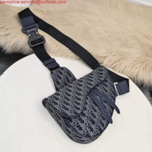 Replica Dior 1ADPO093 Saddle Men Bag Dior Oblique Jacquard Blue