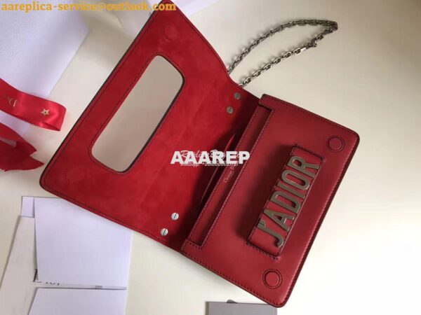 Replica Dior J'ADIOR Flap Bag With Silver Chain in Calfskin Red 10