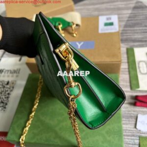 Replica Gucci 702200 GG matelassé leather shoulder bag Bright green 2