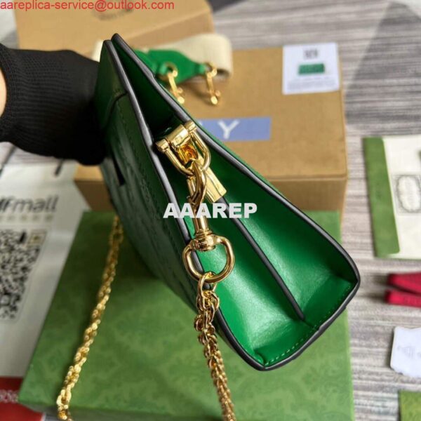 Replica Gucci 702200 GG matelassé leather shoulder bag Bright green 4