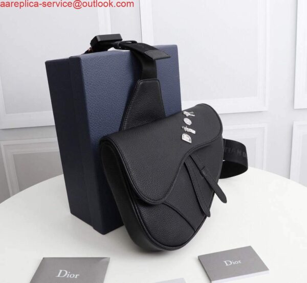 Replica Dior 1ADPO093 Saddle Men Bag Grained Calfskin Black 3