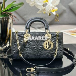 Replica Dior Lady D-Joy Bag Black Quilted-Effect Lambskin with Ornamen 2