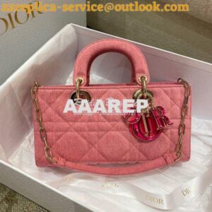 Replica Dior Lady D-Joy Bag Bright Pink Cannage Denim M0540