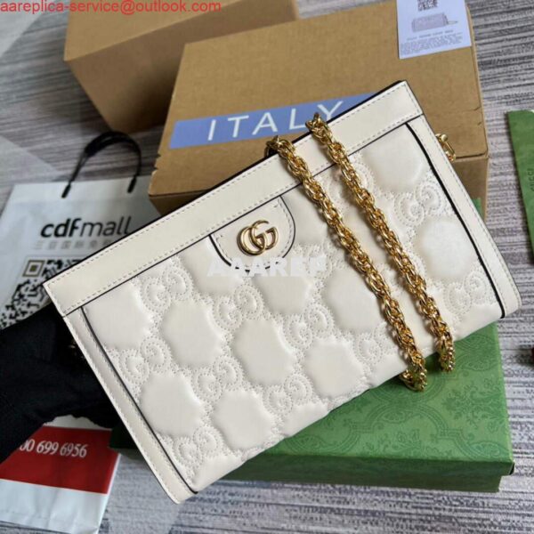 Replica Gucci 702200 GG matelassé leather shoulder bag White 5