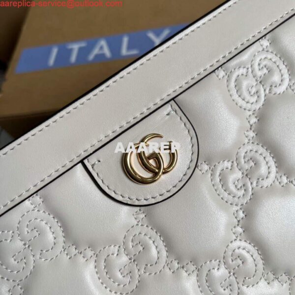 Replica Gucci 702200 GG matelassé leather shoulder bag White 6