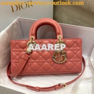 Replica Dior Lady D-Joy Bag Dusty Coral Pink Cannage Lambskin M0540O 2