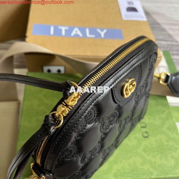 Replica Gucci 702229 GG matelassé leather shoulder bag Black 8