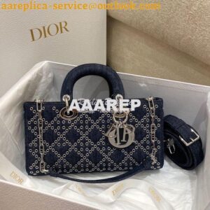 Replica Dior Lady D-Joy Bag Eyelet Blue Cannage Denim M0540O