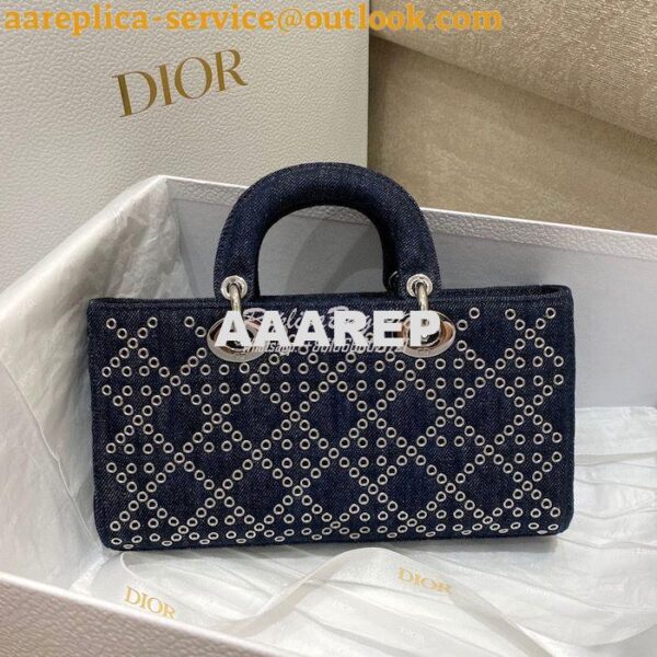 Replica Dior Lady D-Joy Bag Eyelet Blue Cannage Denim M0540O 8