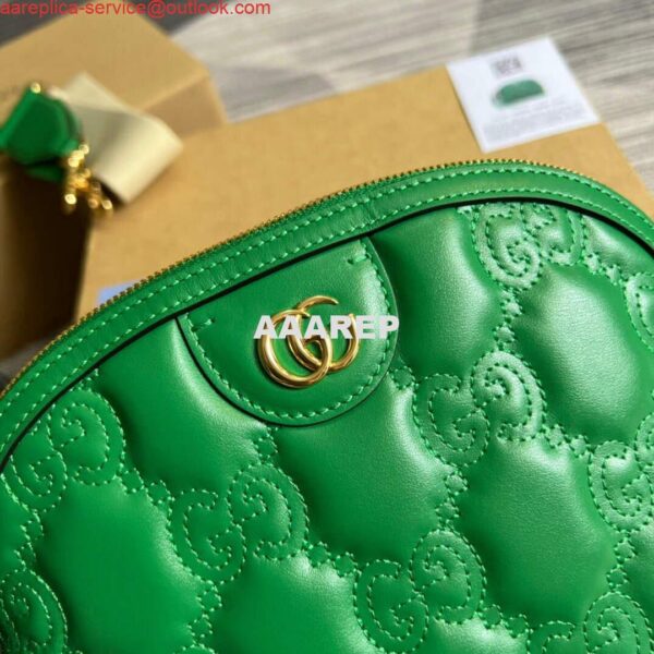 Replica Gucci 702229 GG matelassé leather shoulder bag Bright green 6