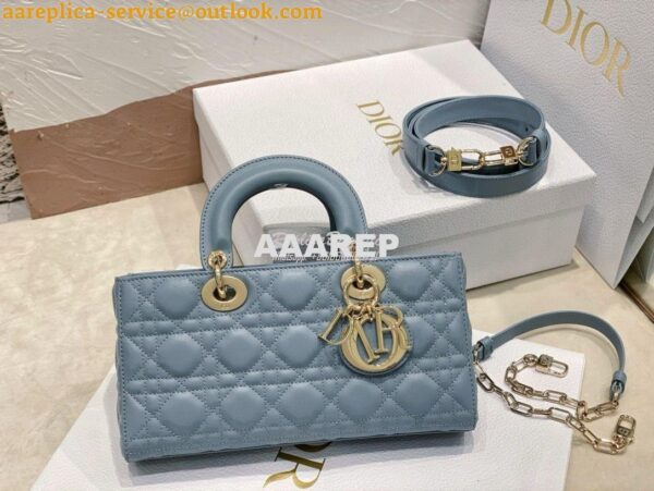 Replica Dior Lady D-Joy Bag Horizon Blue Cannage Lambskin M0540O 3