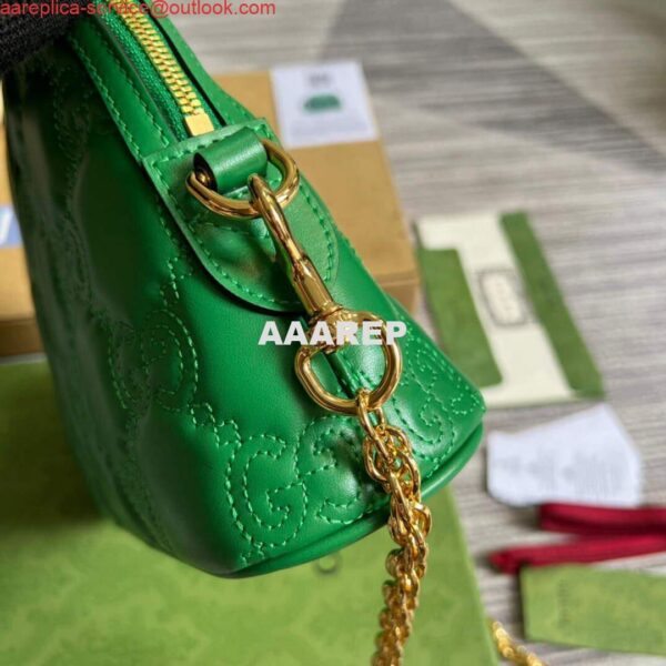 Replica Gucci 702229 GG matelassé leather shoulder bag Bright green 9