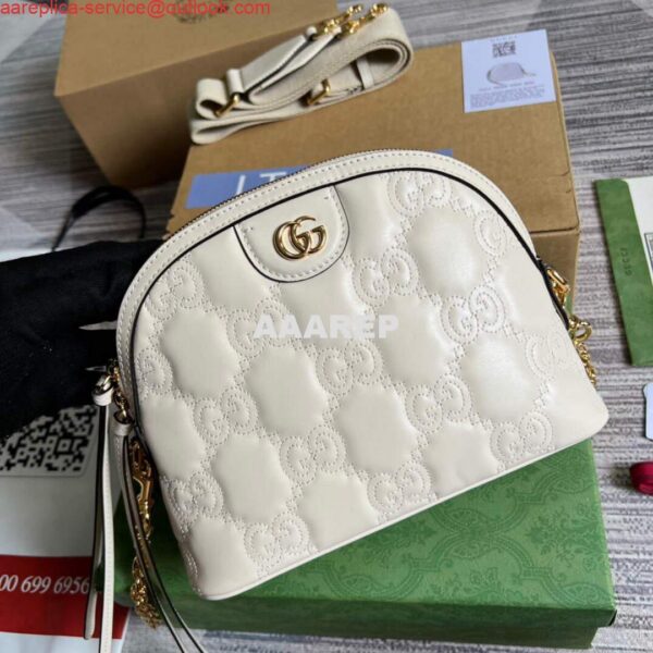 Replica Gucci 702229 GG matelassé leather shoulder bag White 5