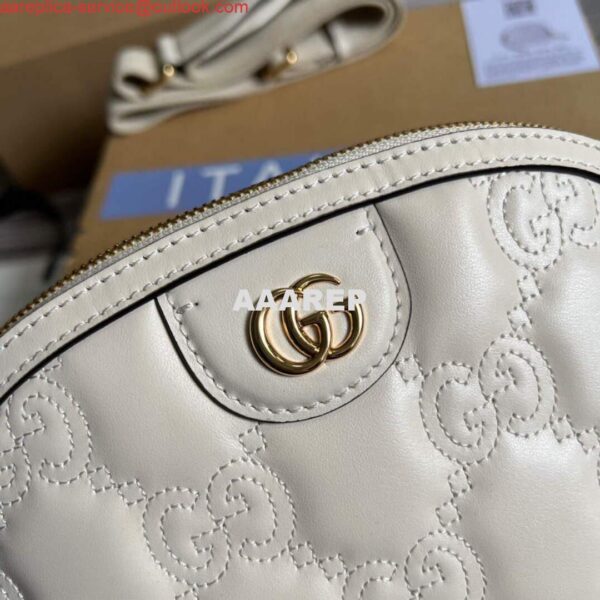 Replica Gucci 702229 GG matelassé leather shoulder bag White 6