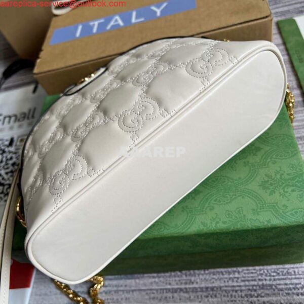 Replica Gucci 702229 GG matelassé leather shoulder bag White 7