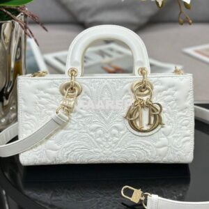 Replica Dior Lady D-Joy Bag Latte Quilted-Effect Lambskin with Ornamen 2