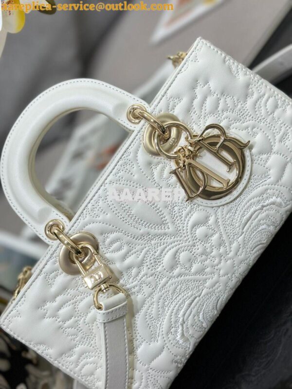 Replica Dior Lady D-Joy Bag Latte Quilted-Effect Lambskin with Ornamen 6