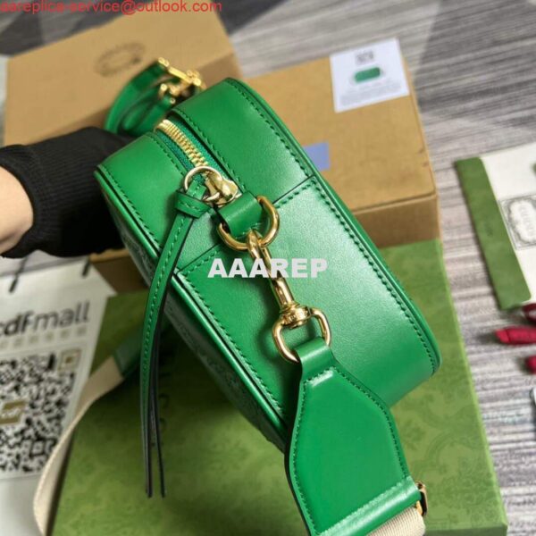 Replica Gucci 702234 GG Matelassé Leather Shoulder Handbag Bright green 4