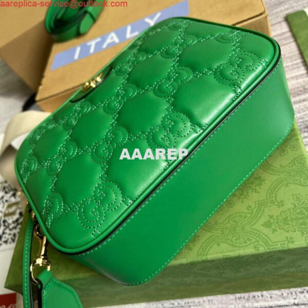 Replica Gucci 702234 GG Matelassé Leather Shoulder Handbag Bright green 6