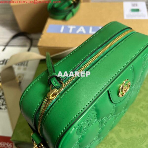 Replica Gucci 702234 GG Matelassé Leather Shoulder Handbag Bright green 7