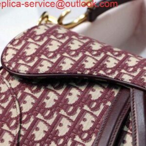 Replica Dior M0446 Dior Saddle Bag Burgundy Dior Oblique Jacquard 2