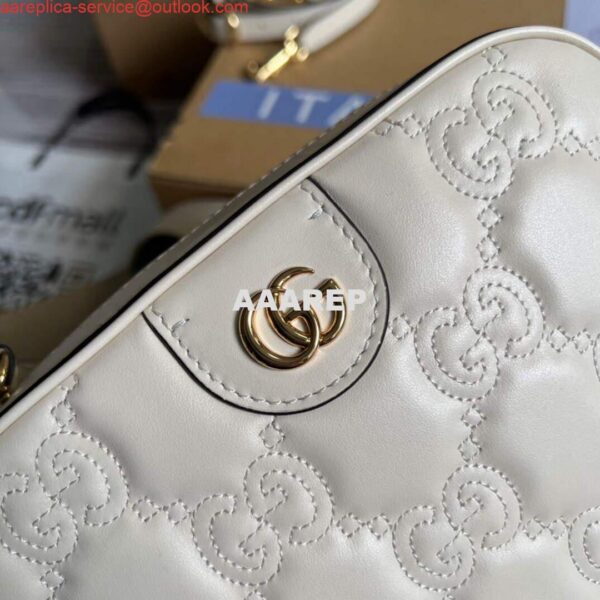 Replica Gucci 702234 GG Matelassé Leather Shoulder Handbag White 6