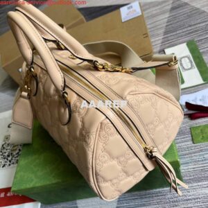 Replica Gucci 702242 GG matelassé leather shoulder bag Beige 2