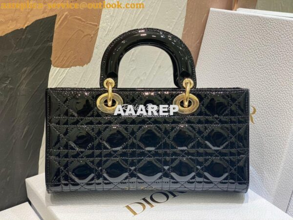 Replica Dior Lady D-Joy Bag Patent Cannage Calfskin M0540O Black 8