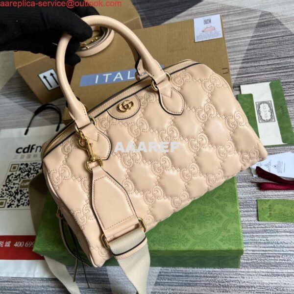 Replica Gucci 702242 GG matelassé leather shoulder bag Beige 5