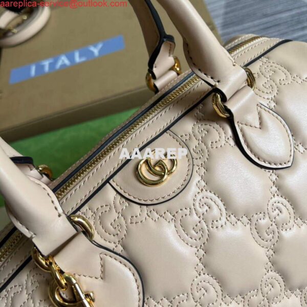 Replica Gucci 702242 GG matelassé leather shoulder bag Beige 6