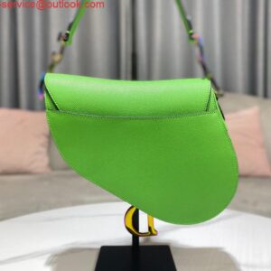 Replica Dior M0446 Dior Saddle Bag Green Grained Calfskin Blue logo