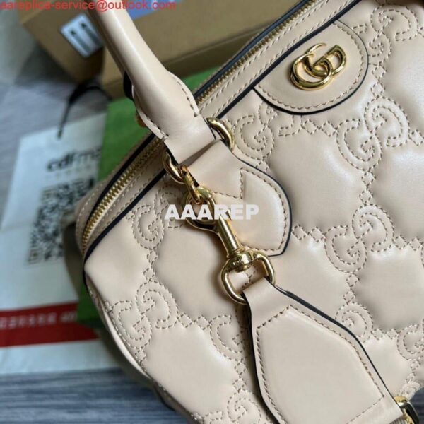 Replica Gucci 702242 GG matelassé leather shoulder bag Beige 7