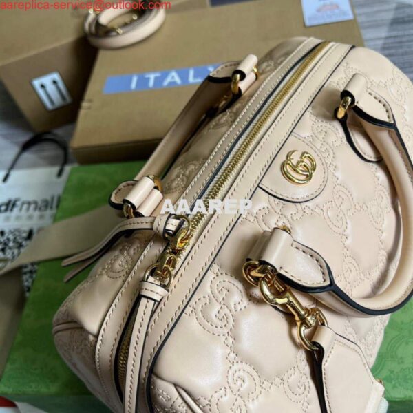 Replica Gucci 702242 GG matelassé leather shoulder bag Beige 8