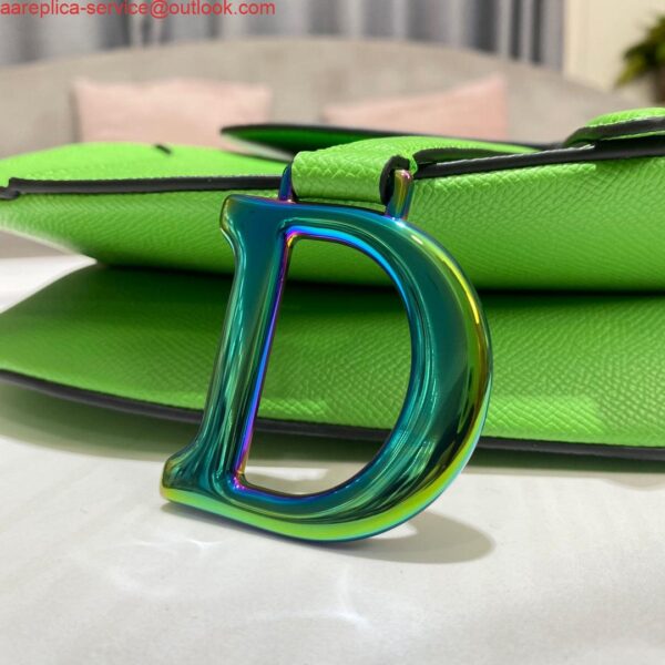 Replica Dior M0446 Dior Saddle Bag Green Grained Calfskin Blue logo 6