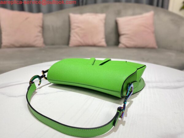 Replica Dior M0446 Dior Saddle Bag Green Grained Calfskin Blue logo 10