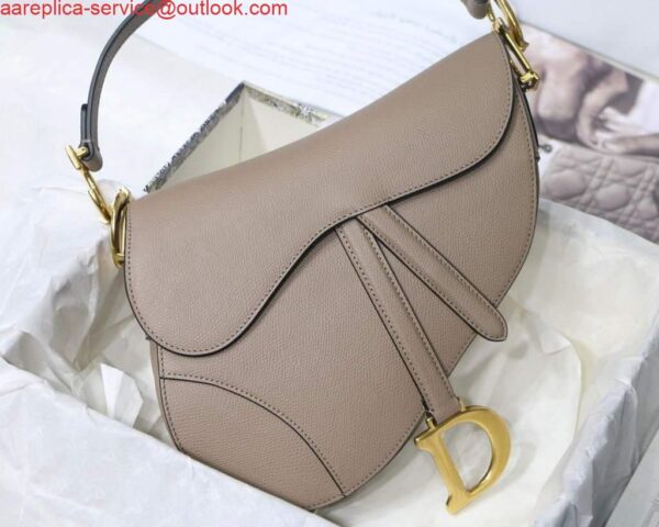 Replica Dior M0446 Dior Saddle Bag Grey Grained Calfskin 3