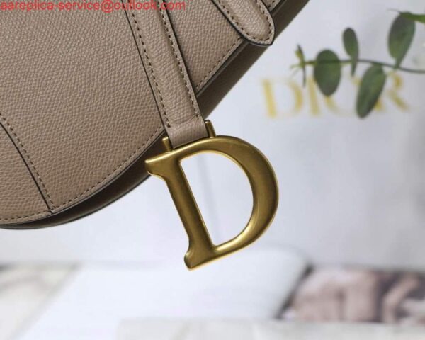 Replica Dior M0446 Dior Saddle Bag Grey Grained Calfskin 4