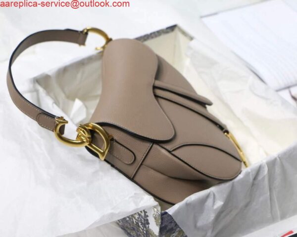 Replica Dior M0446 Dior Saddle Bag Grey Grained Calfskin 7