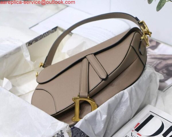 Replica Dior M0446 Dior Saddle Bag Grey Grained Calfskin 8