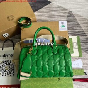 Replica Gucci 702242 GG matelassé leather shoulder bag Bright green