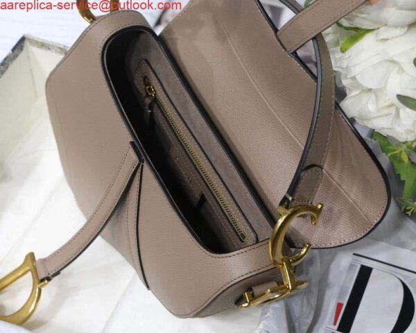 Replica Dior M0446 Dior Saddle Bag Grey Grained Calfskin 10