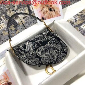 Replica Dior M0446 Dior Saddle Bag Grey Toile de Jouy Reverse Jacquard