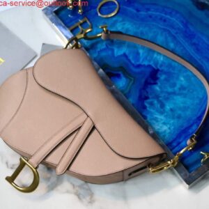 Replica Dior M0446 Dior Saddle Bag Light Pink Grained Calfskin